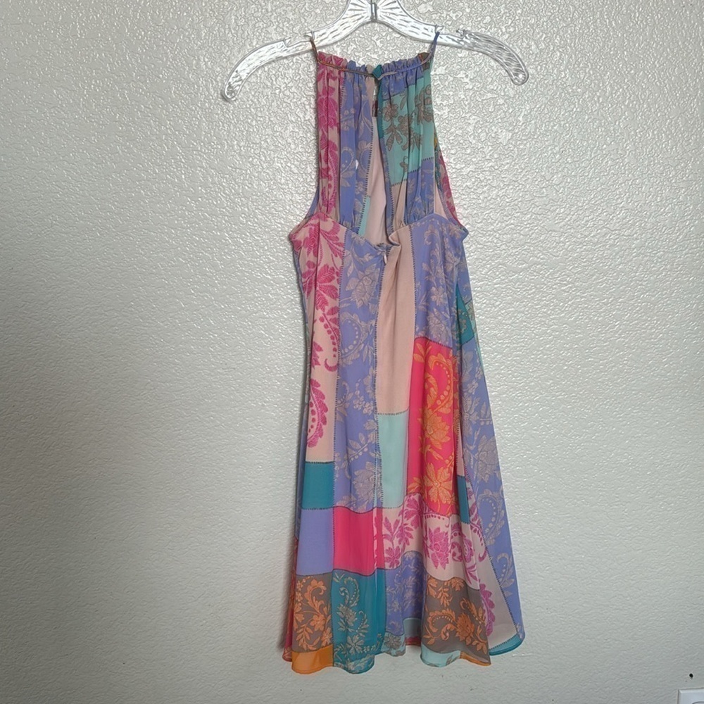 Just Taylor Pastel Chiffon Patchwork Trapeze Dress - Picture 4 of 5